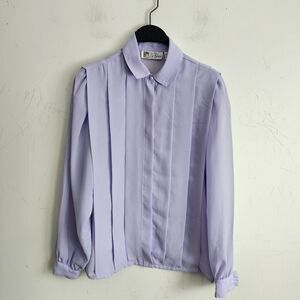 La Blouse Womens Top Button Up Polyester Purple Size 12 Collared Shirt Blouse